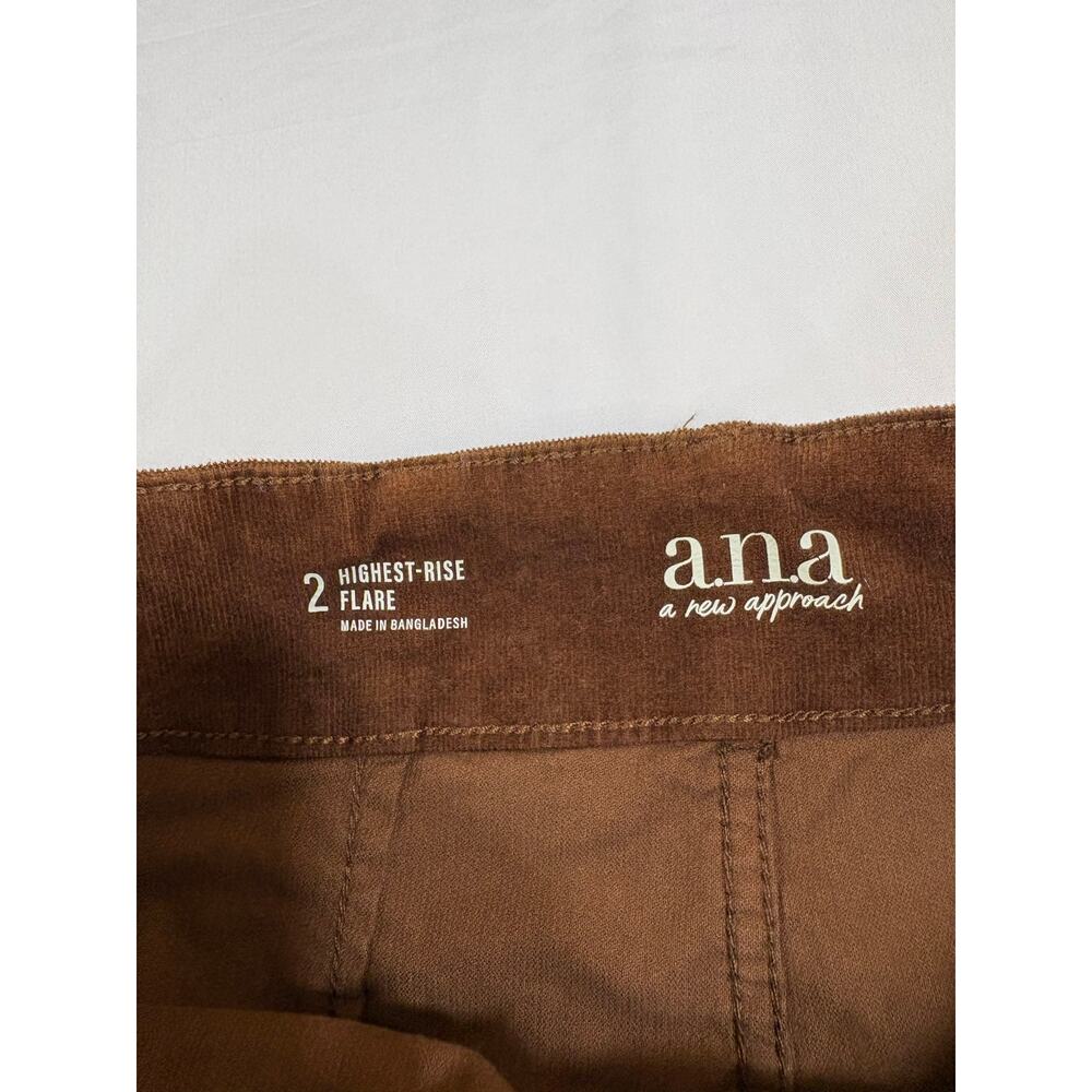 A.n.a. Retro Brown Flared Corduroy High Rise Pants Size 2 - Picture 5 of 9